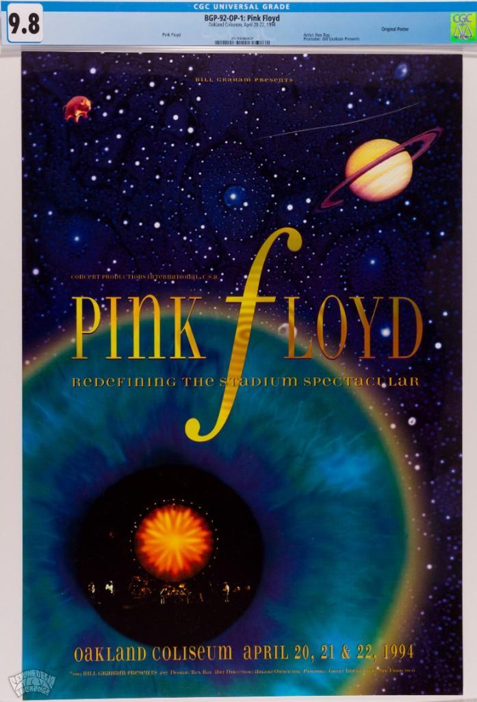 1994 BGP-92 Pink Floyd Oakland Coliseum Poster 9.8: Artist Rex Ray designed a fabulous image for a run of shows featuring Pink Floyd at Oakland Coliseum in April 1994. These concerts were part of the group's FINAL TOUR, supporting the Division Bell