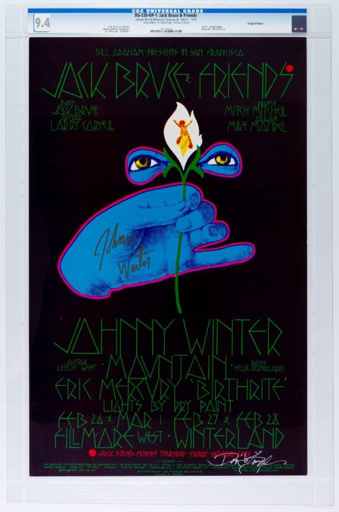 1970 BG-220 Johnny Winter Jack Bruce Signed Poster 9.4 (1 of 1)
