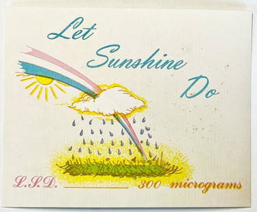 1969 Orange Sunshine Card Signed Tim Scully: PAE is excited to offer a genuine artifact from the history of psychedelic pharmacology, an original Orange Sunshine Delivery Card signed by "Sunshine Maker", Tim Scully. Tim was not originally a