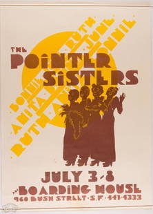 1971 The Pointer Sisters The Boarding House Poster: We are pleased to offer this early Pointer Sisters poster from July 1971 for the FIRST time in our auction! The classic R&B group, who had formed just the year prior, played 6 nights at the