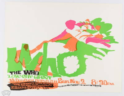 1969 The Who McDonough Arena Georgetown Poster: The second wave of the British invasion took the nation&#39;s capitol by storm in November 1969. Can you imagine the immense power The Who brought to this small auditorium on the campus of Georgetown