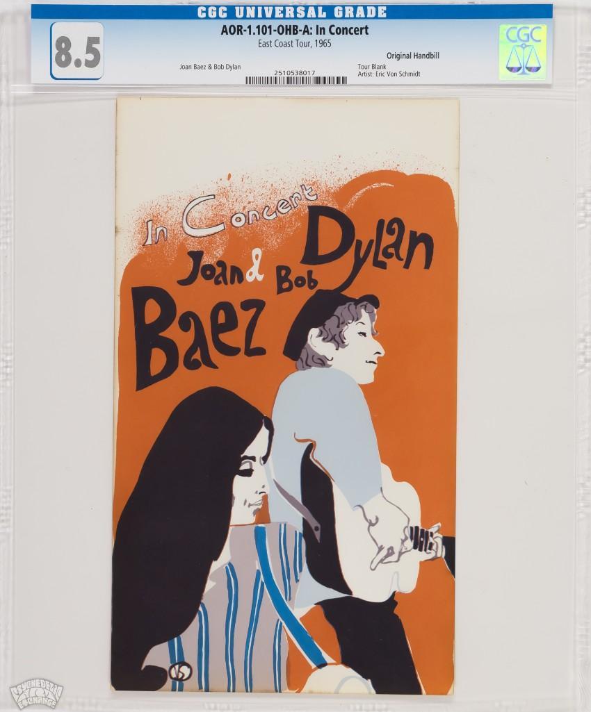 1965 AOR-1.101 Bob Dylan Joan Baez Tour Handbill 8.5