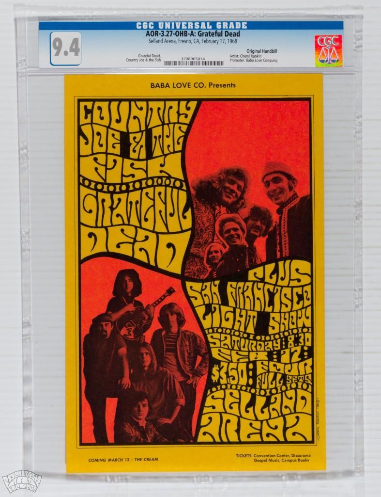 1968 AOR-3.27 Grateful Dead Selland Arena Handbill 9.4 (1 of 2)