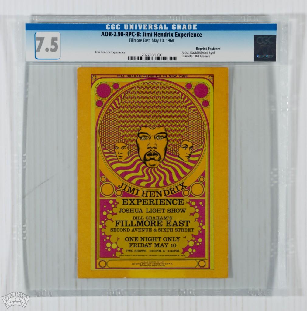 1968 AOR-2.90 Jimi Hendrix Fillmore RP Postcard 7.5 (1 of 2)