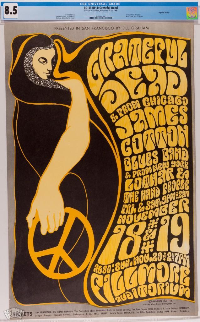 1966 BG-38 Grateful Dead Fillmore RP4 Poster 8.5 (1 of 1)