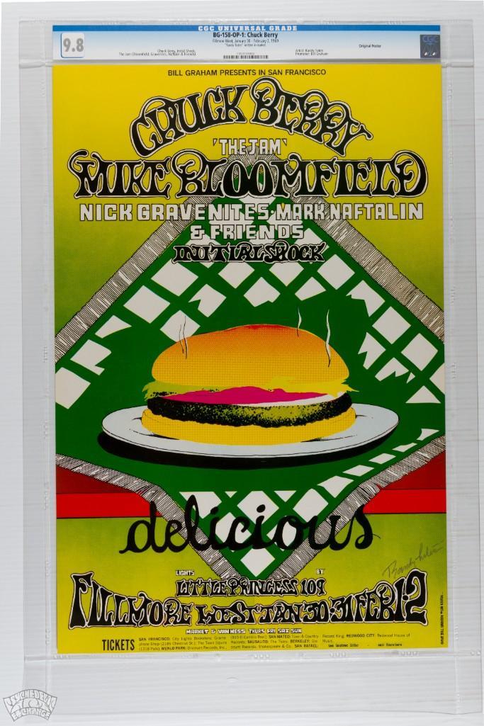 1969 BG-158 Chuck Berry Fillmore West Signed Poster 9.8 (1 of 2)