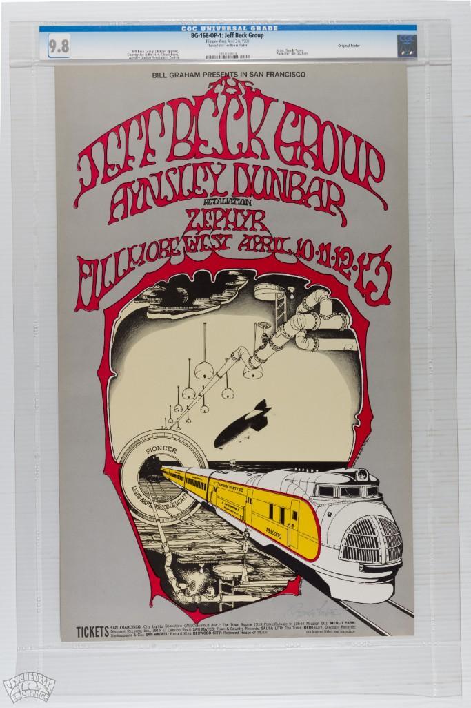 1969 BG-168 Jeff Beck Fillmore West Signed Poster 9.8 (1 of 2)