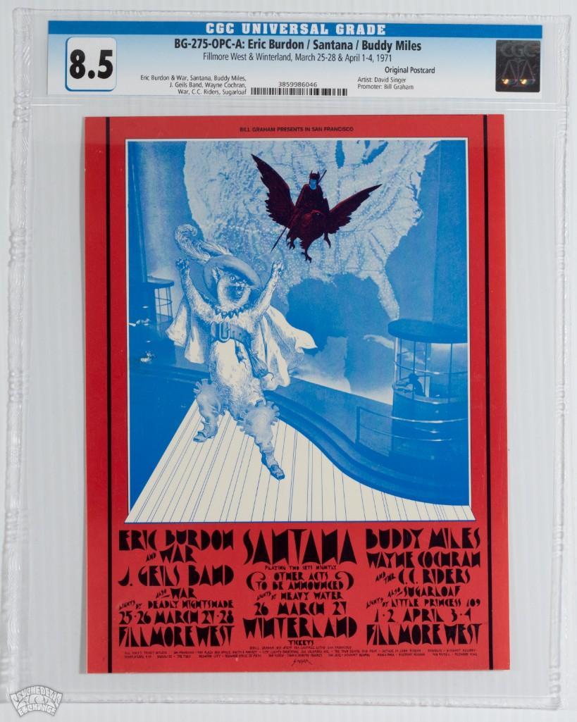 1971 BG-275 Santana Fillmore West Postcard 8.5 (1 of 2)