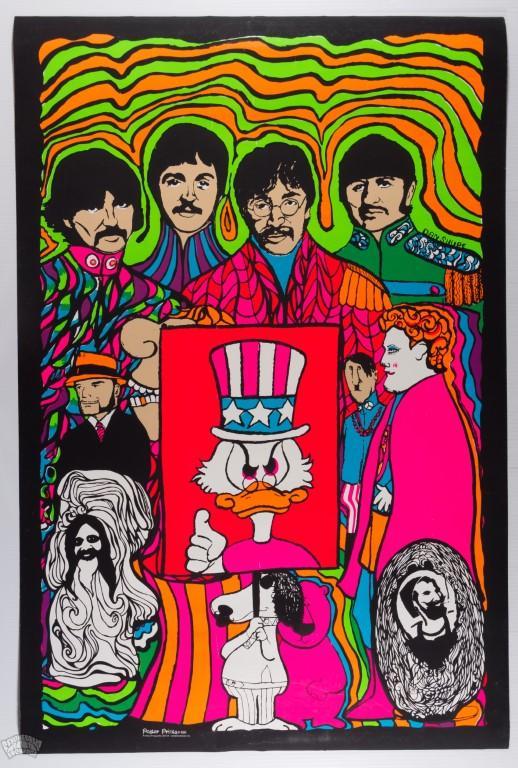 1969 Beatles Black Light Dan Shupe Headshop Poster (1 of 2)