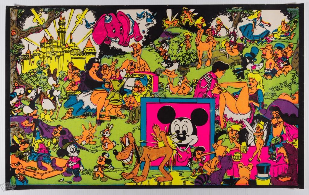 1960's Disney Wally Wood Blacklight Headshop Poster