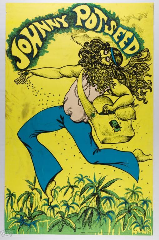 1969 Johnny Potseed Blacklight Headshop Poster (1 of 2)