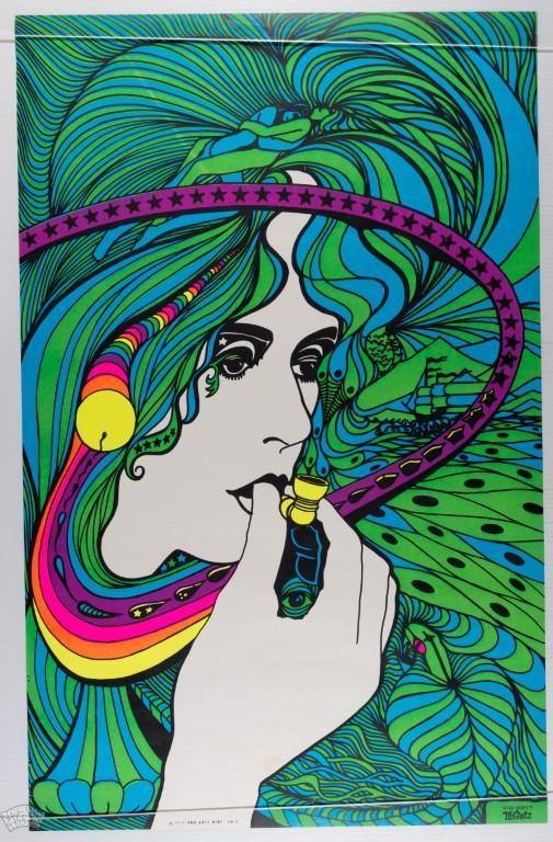 1970 Acid Queen Tom Gatz Blacklight Headshop Poster (1 of 2)