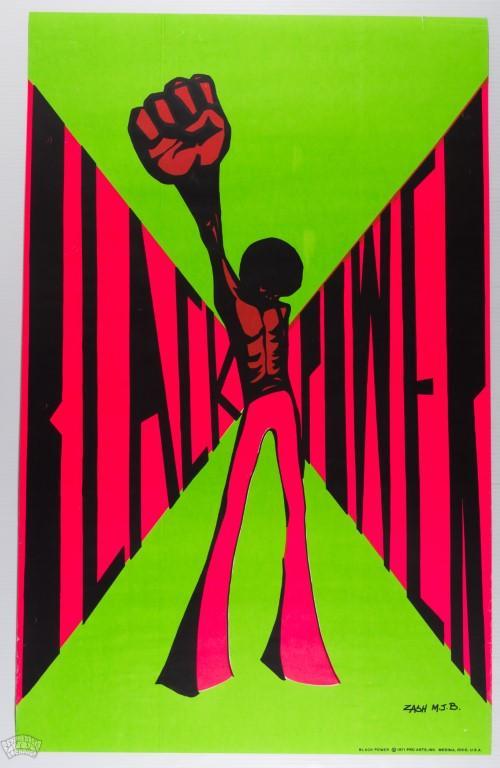 1971 Black Power Zash M.J.B Blacklight Headshop Poster