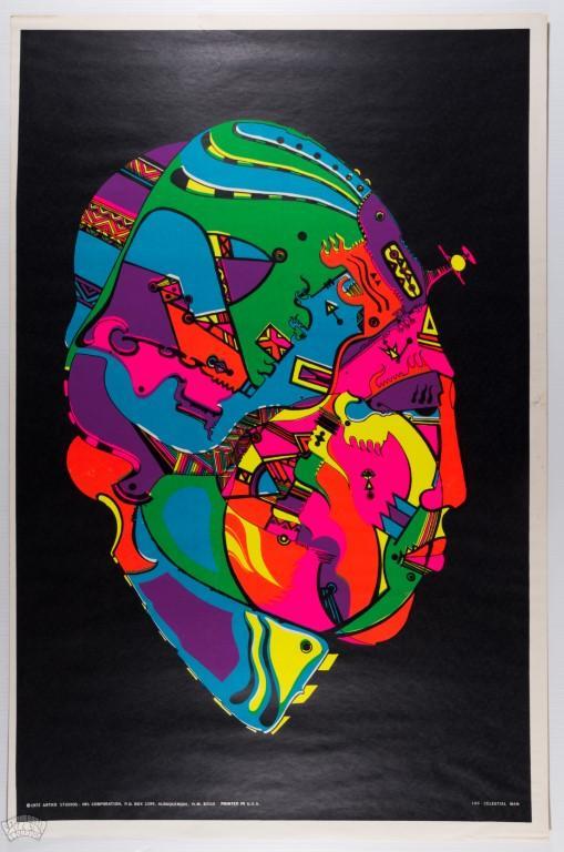 1972 Celestial Man Artko Blacklight Headshop Poster (1 of 2)