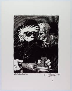 1989 Art and Death Rick Griffin Poster: This is an original Rick Griffin poster print called "Art & Death", produced in 1989. Here is some background on the image. During the ZAP Comix era, Griffin invented his pseudonym Arthur