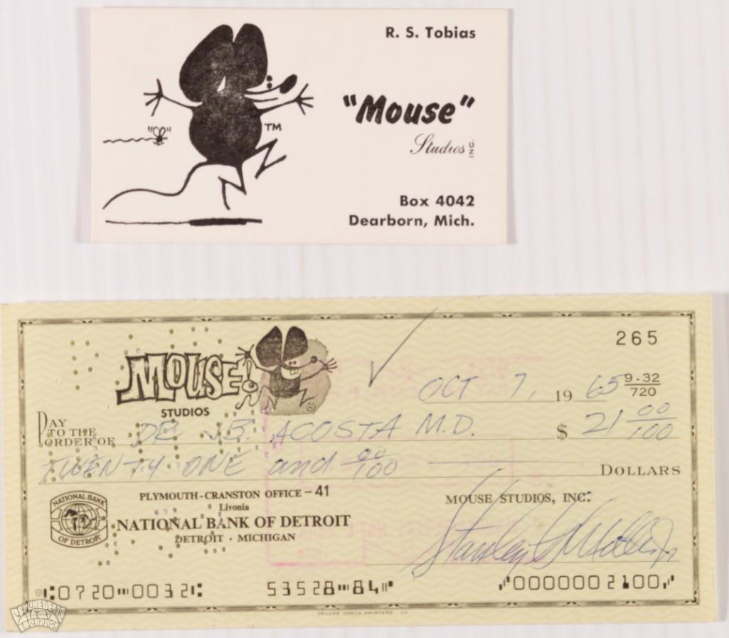 1965 Mouse Studios Signed Check & Business Card Signed (1 of 2)