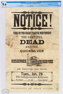 1968 AOR-3.104 Grateful Dead Portland Notice Poster 9.6: Time for a Pacific Northwest POWERHOUSE! We are pleased to offer this amazing specimen of one of THE classic Grateful Dead concert posters from the 1960s. This stop on the PNW tour was at the PSC