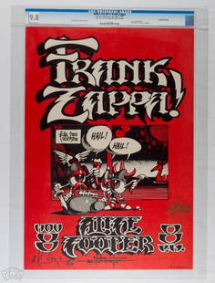 1972 AOR-4.124 Zappa Signed by Griffin & Cooper Poster 9.8: This poster is signed by the artist, Rick Griffin AND by Alice Cooper! From the Houston Freeburg Collection. The late great Rick Griffin created this poster in 1972 as a commemorative piece for