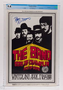 1969 BG-169 The Band Robbie Robertson Signed Poster 9.4: This poster is signed by Robbie Robertson of The Band! The Band - the name says it all. Who else but this group of roots rock geniuses could have been the one to back Dylan in all of his electric glor