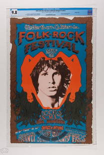 1968 AOR-2.341 Doors Nor Cal Folk Rock Fest Poster 9.8: We are pleased to offer the HIGHEST GRADED EXAMPLE of this poster to ever appear in our auction! This original first Printing poster was created for the 1968 Northern California Folk-Rock Festival in