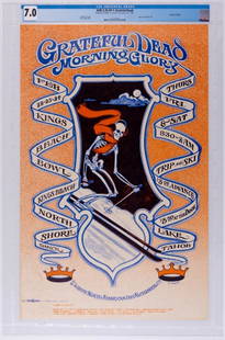 1968 AOR-3.29 Grateful Dead Kings Beach Bowl Poster 7: A popular first printing poster with CGC authentication, this classic Grateful Dead poster by Bob Fried was created for a run of shows for the Dead in 1968 at Lake Tahoe's North Shore. The poster