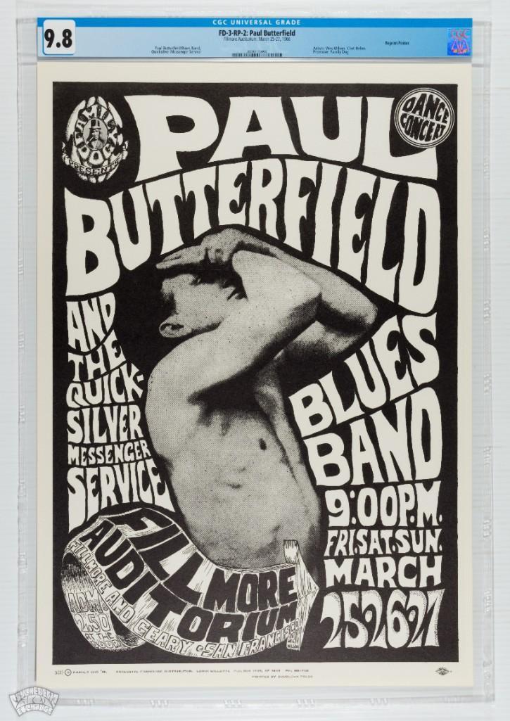 1966 FD-3 Paul Butterfield Fillmore RP2 Poster 9.8 (1 of 1)