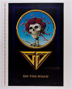 1978 Grateful Dead On the Road Signed Proof Poster: This uncut proof poster is signed by the artist, Stanley Mouse! This image was produced for the original cover of the Grateful Dead songbook, produced in 1978. A classic design for a classic band by t