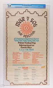 1972 AOR-4.181 Allman Bros Puerto Rico Spanish Poster 2.0: We are beyond thrilled to offer the RARE Spanish version of this already rare poster! This example was originally acquired by an attendee who ripped it off of a wall at the festival. We have never