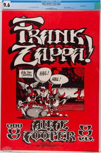 1972 AOR-4.124 Frank Zappa Cal State College Poster 9.6: The late great Rick Griffin created this poster in 1972 as a commemorative piece for California Graphics Exchange, several years after the original performance on November 8, 1968. This is an