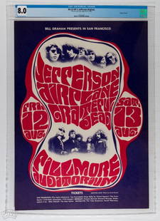 1966 BG-23 Grateful Dead Fillmore Poster 8: From the Houston Freeburg Collection. Original First Printing BG-23 Poster in very clean condition! As history reflects, The Jefferson Airplane and Grateful Dead were the two top bands of the San