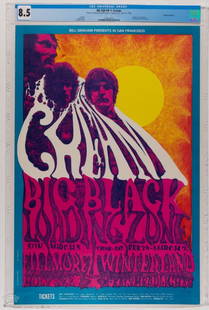 1968 BG-109 Cream Winterland Poster 8.5: CREAM!!! This BG-109 is an extremely rare original first printing poster that very seldom comes up for public sale! This is only the third CGC graded example we've ever auctioned. It's not