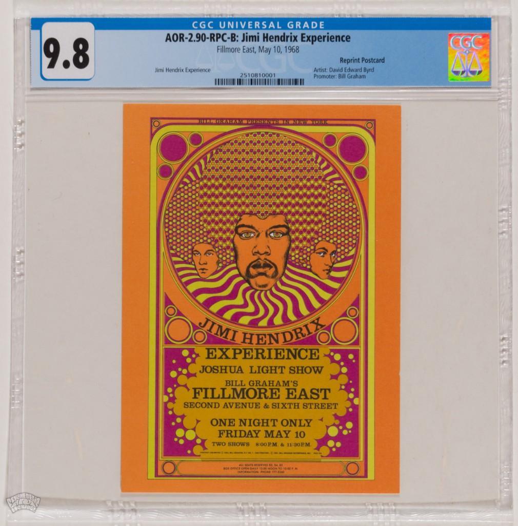 1968 AOR-2.90 Hendrix Fillmore East RP Postcard 9.8 (1 of 2)