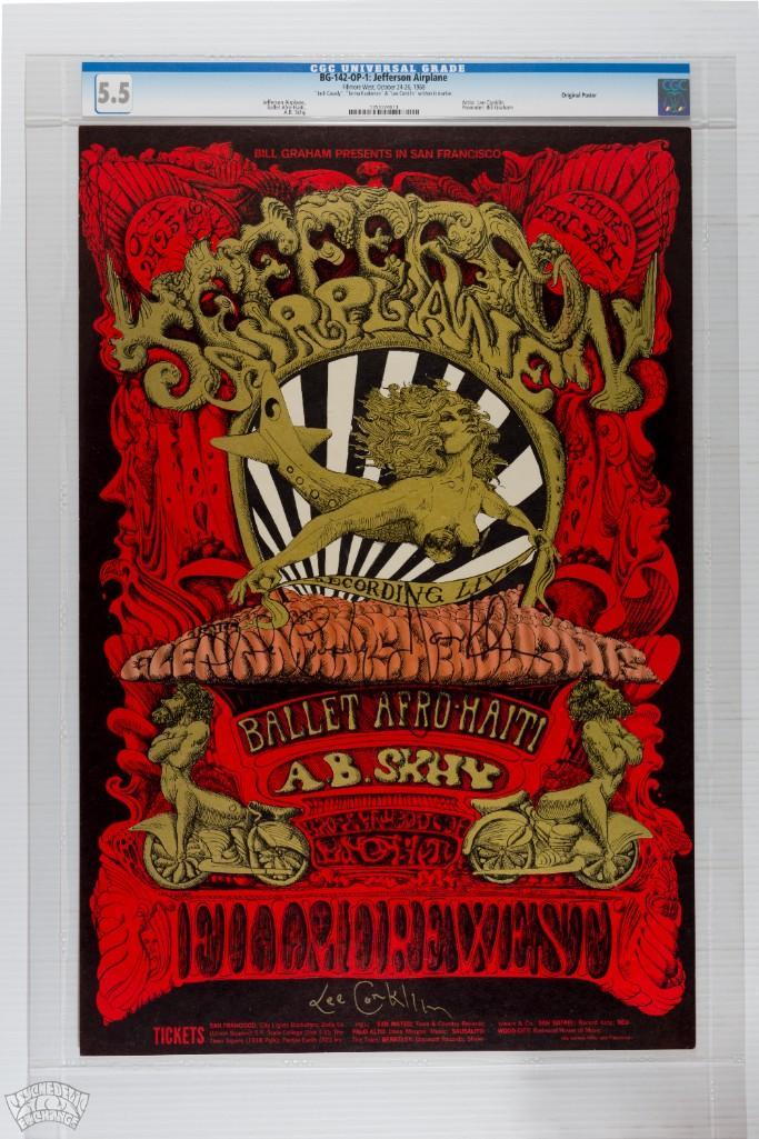 1968 BG-142 Jeff Airplane Fillmore Signed 3x Poster 5.5 (1 of 2)