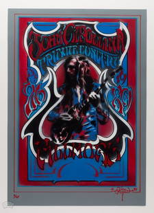 1989 Rick Griffin John Cipollina Airbushed LE Painting: We are pleased to offer this limited edition airbrushed painting by Rick Griffin of San Francisco guitar legend, John Cipollina. Cipollina was the fire behind Quicksilver Messenger Service, a highly r