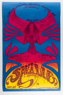 1967 Jimi Hendrix Saville Theatre Poster: This rare original poster is one of the most popular and sought after Jimi Hendrix's posters of all. It was produced by Hapshash & The Coloured Coat for Jimi's appearance at the Saville Theatre in Lon