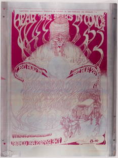 1967 AOR-2.262 Greg Irons Berkeley Poster Printing Plate: This is the ORIGINAL PRINTING PLATE from the AOR-2.262 poster, created by Greg Irons for Dave Van Ronk, Mimi Farina, and Fred Neil at the Berkeley Community Theatre on August 26, 1967. Many printing p