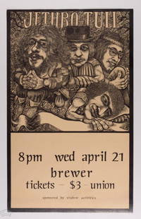 1971 Jethro Tull Brewer Field House Missouri Poster: Here&#39;s a super rare Jethro Tull poster from April 1971! It was produced to advertise the band&#39;s appearance at the Brewer Field House at the University of Missouri. This show was scheduled to o