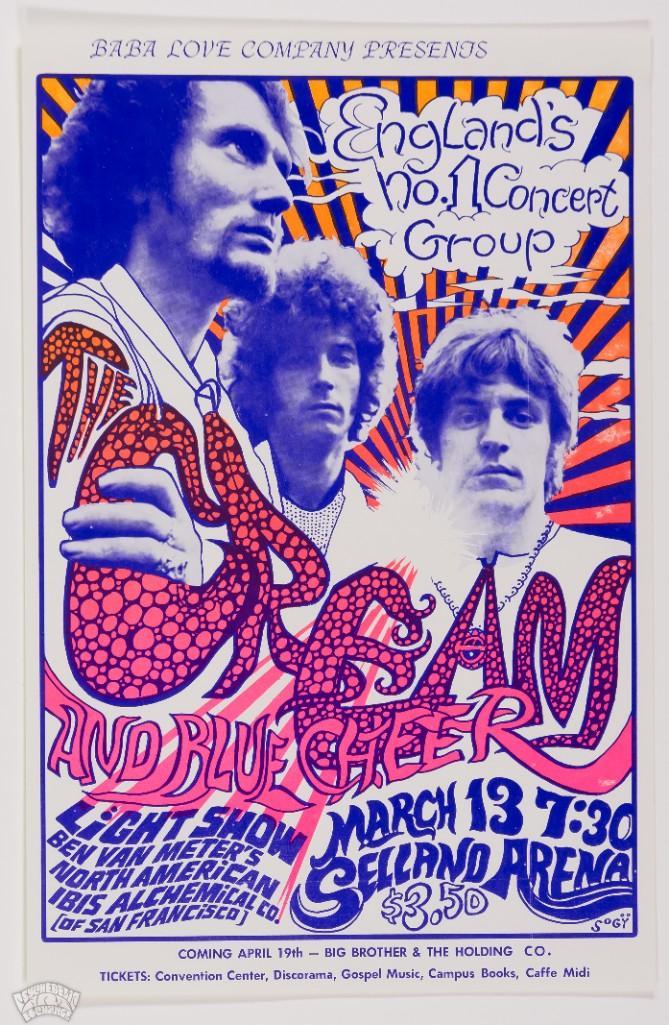 1968 Cream Blue Cheer Selland Arena Handbill (1 of 2)