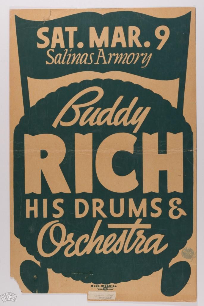 1957 Buddy Rich Salinas Armory Cardboard Poster (1 of 2)