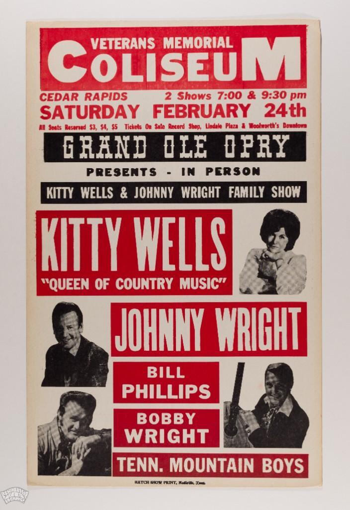 1962 Kitty Wells Cedar Rapids Cardboard Poster (1 of 2)