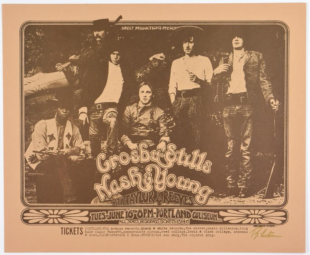 1970 Crosby Stills Nash Young Portland Signed Poster (1 of 1)