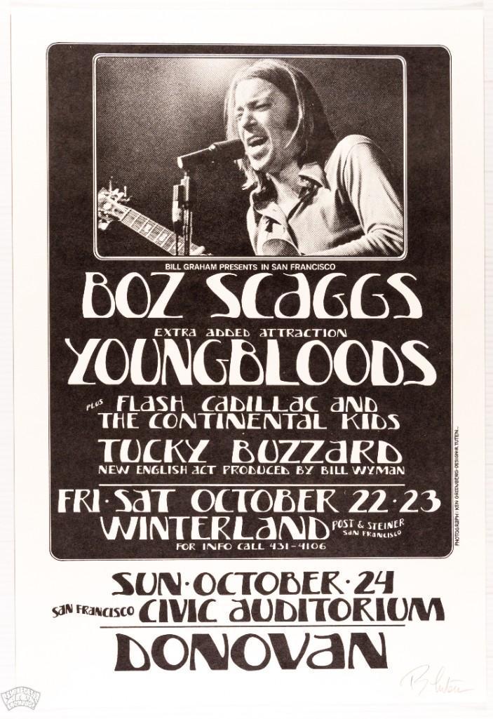 1971 Boz Scaggs Youngbloods Winterland Signed Poster (1 of 2)