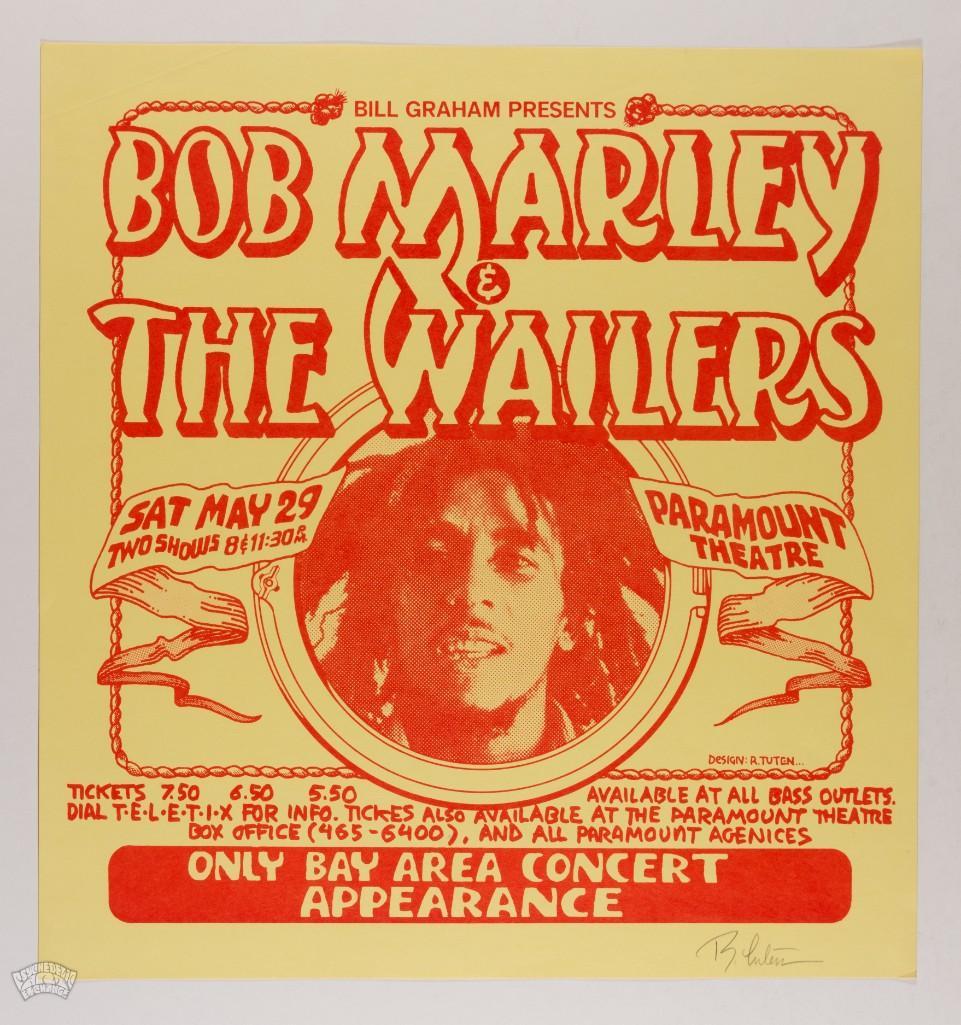 1976 Bob Marley Paramount Theatre Signed Poster (1 of 2)