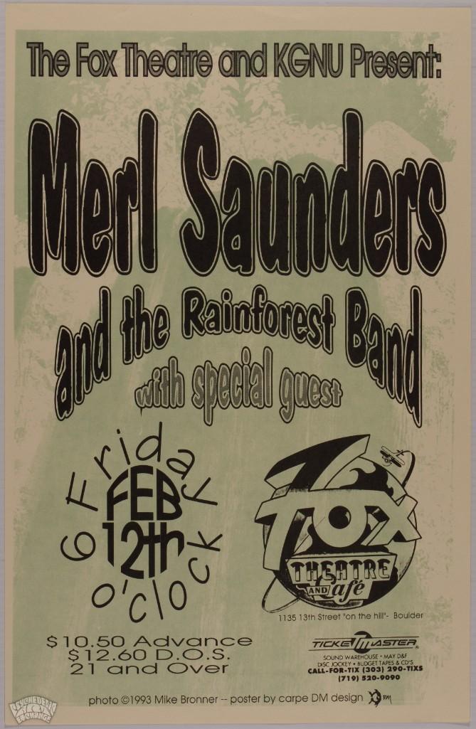 1993 Merl Saunders Fox Theatre Boulder Poster (1 of 1)