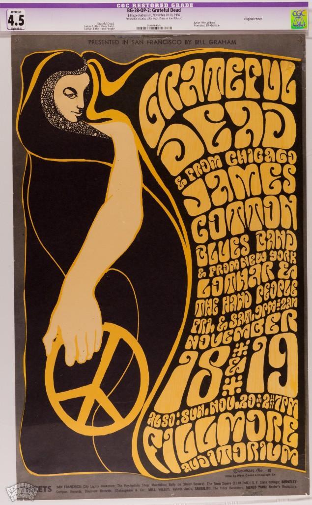 1966 BG-38 Grateful Dead Fillmore Poster 4.5 Restored (1 of 2)