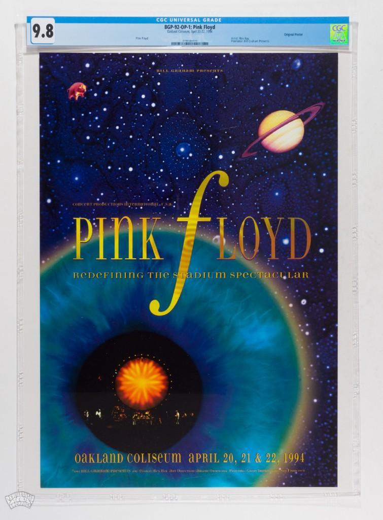 1994 BGP-92 Pink Floyd Oakland Coliseum Poster 9.8: Artist Rex Ray designed a fabulous image for a run of shows featuring Pink Floyd at Oakland Coliseum in April 1994. These concerts were part of the group's FINAL TOUR, supporting the Division Bell