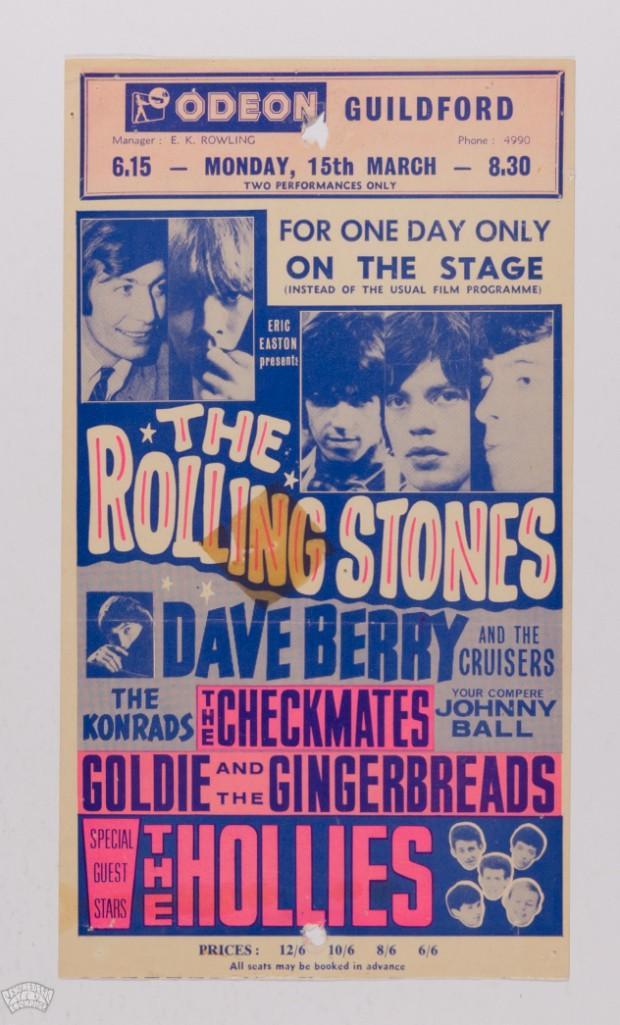 1965 Rolling Stones Hollies Odeon Handbill Trimmed (1 of 2)