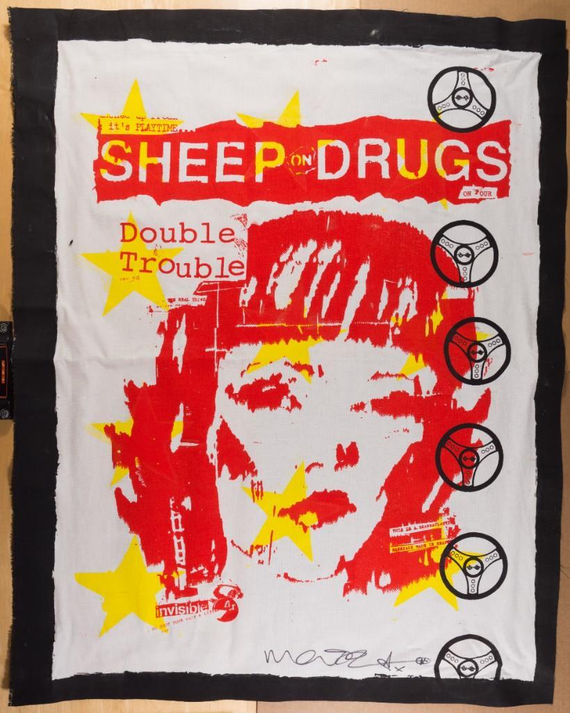 2007 Martin Adkins Sheep On Drugs Large Banner Signed (1 of 2)