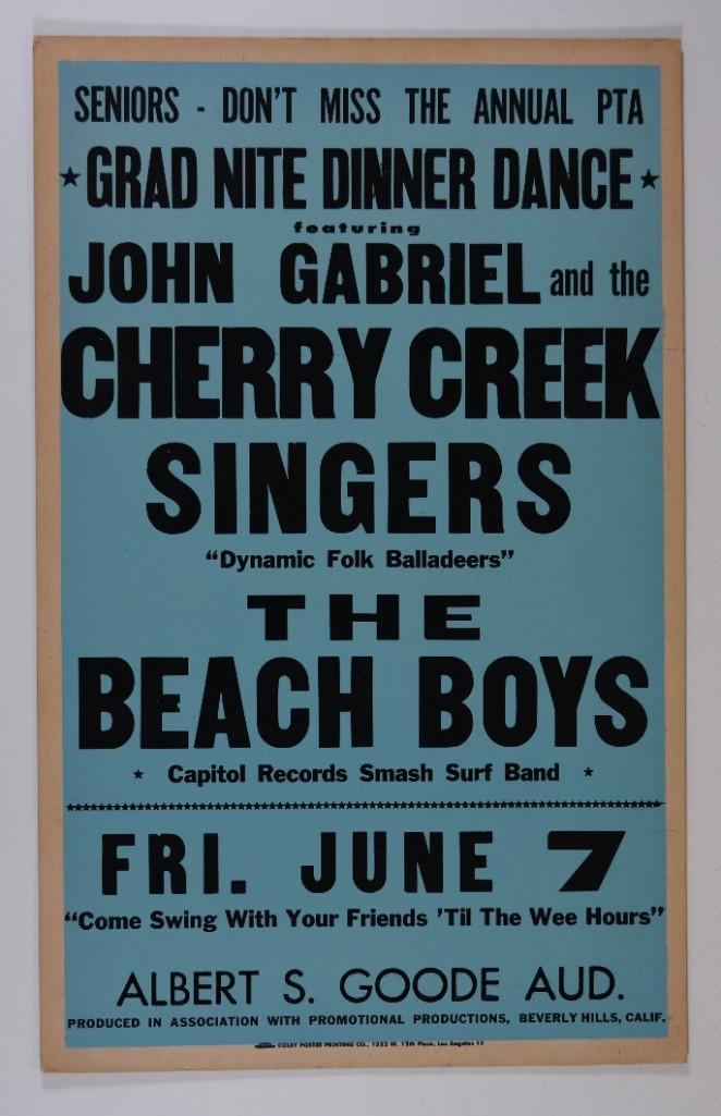 1963 The Beach Boys Bakersfield Cardboard Poster (1 of 1)