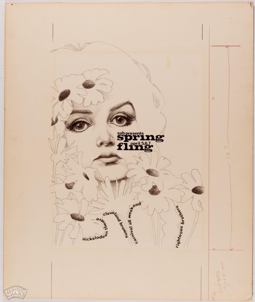 Righteous Brothers Spring Fling Original Art: Original art is incredibly rare and valuable, as pieces like this are generally traded privately and seldom come up for public offering. This piece of original art advertised a "Spring Fling"